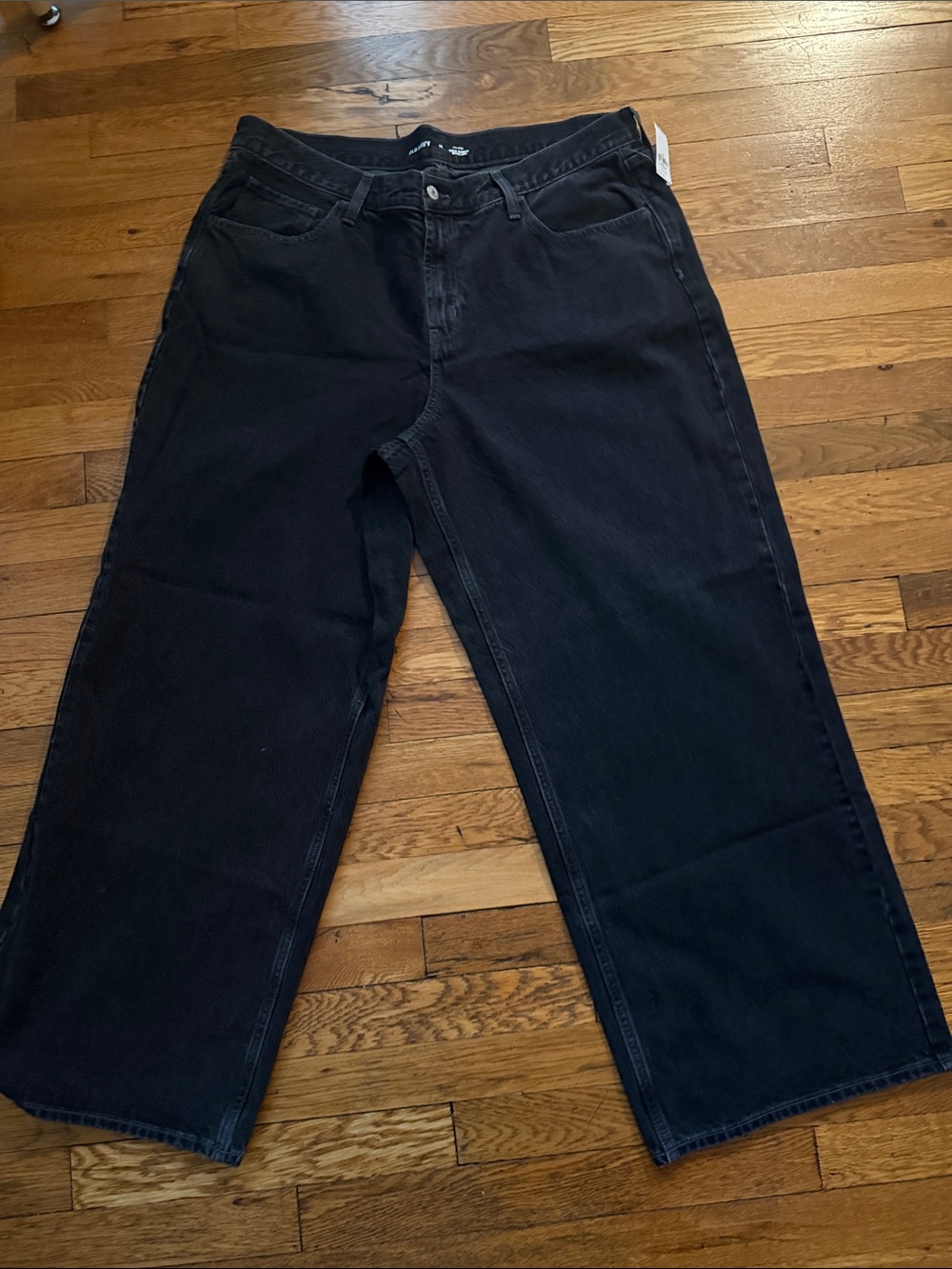 Women’s Black Mid Rise Baggy Wide Leg Jeans